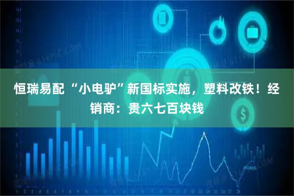 恒瑞易配 “小电驴”新国标实施，塑料改铁！经销商：贵六七百块钱