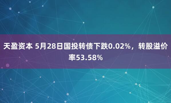 天盈资本 5月28日国投转债下跌0.02%，转股溢价率53.58%