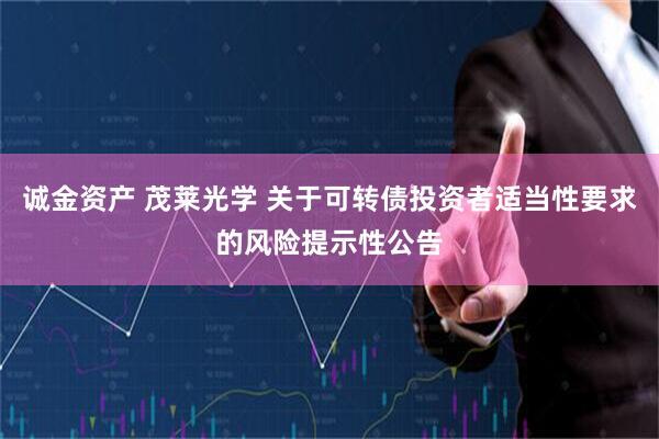 诚金资产 茂莱光学 关于可转债投资者适当性要求的风险提示性公告